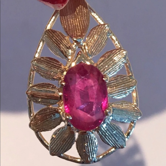 VINTAGE 14K RUBY PENDANT $ CHAIN - Picture 5 of 13